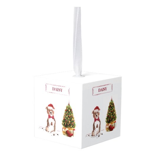 Staffordshire Bull Terrier Funny Kersthond Kubus Ornament (Achter hoekig)