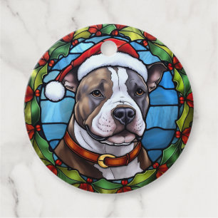 Staffordshire Bull Terrier Glas in lood Kerst Bedankjes Labels