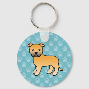 Staffordshire Bull Terrier hond met hertenbruine v Sleutelhanger