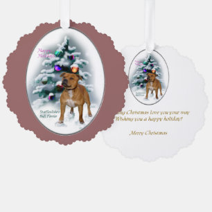 Staffordshire Bull Terrier-kerstcadeaus Ornament Kaart