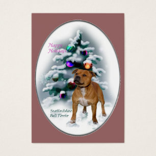 Staffordshire Bull Terrier-kerstcadeaus Visitekaartje