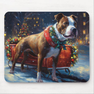 Staffordshire Bull Terrier Kerstfeest Muismat