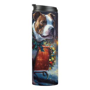 Staffordshire Bull Terrier Kerstfeest Thermosbeker