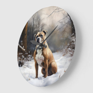 Staffordshire Bull Terrier Laat het Sneeuwen Kerst Grote Klok