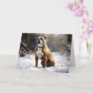 Staffordshire Bull Terrier Laat het Sneeuwen Kerst Kaart