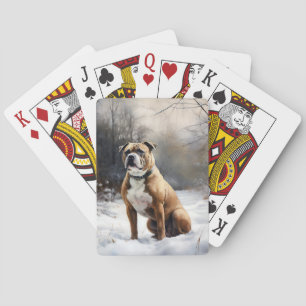 Staffordshire Bull Terrier Laat het Sneeuwen Kerst Pokerkaarten