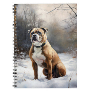 Staffordshire Bull Terrier laat het sneeuwKerstmis Notitieboek