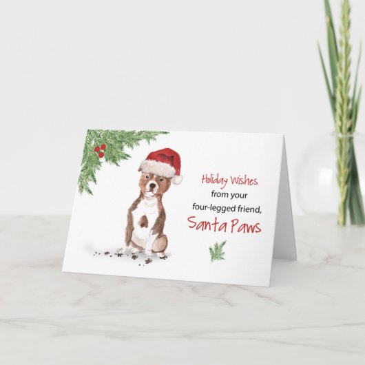 Staffordshire Bull Terrier met Kerstmis van Dog Kaart (Voorkant)