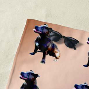 Staffordshire Bull Terrier Oil Paint, Beach Towel Strandlaken
