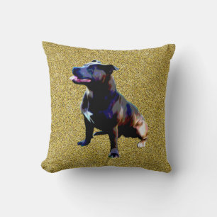 Staffordshire Bull Terrier On Gold, mode Kussen