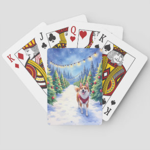 Staffordshire Bull Terrier op Kerstboomgaard Pokerkaarten