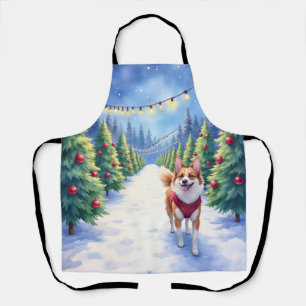 Staffordshire Bull Terrier op Kerstboomgaard Schort