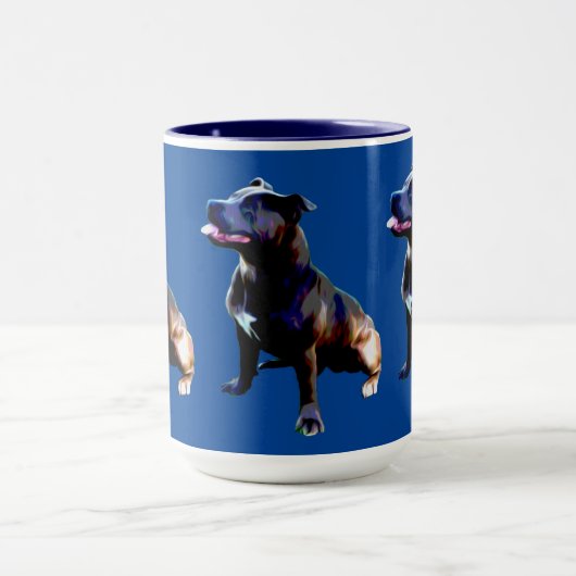 Staffordshire Bull Terrier Painted, Coffee Mok (Midden)