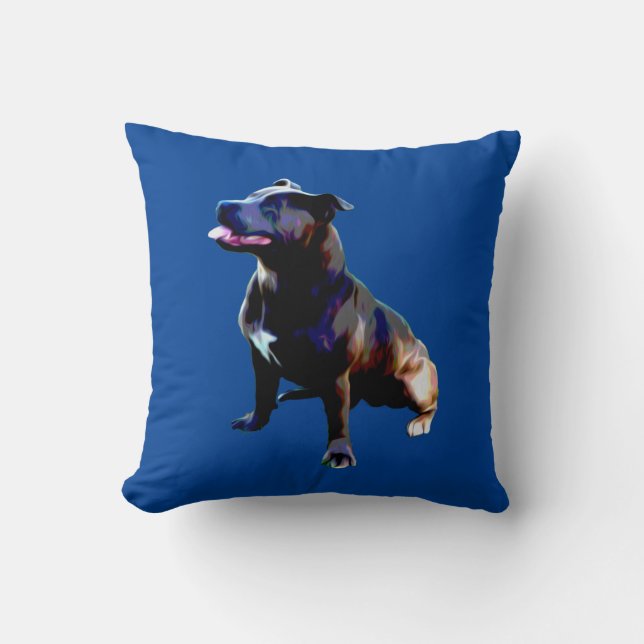 Staffordshire Bull Terrier Peint, Coussin (Recto)