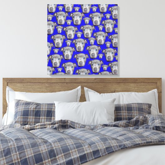 Staffordshire Bull Terrier Puppy Pattern Canvas Afdruk (Insitu (Slaapkamer))