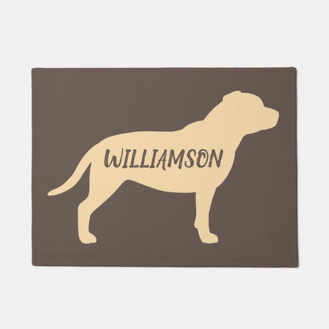 Staffordshire Bull Terrier Silhouet Aangepaste tek Deurmat (Voorkant)