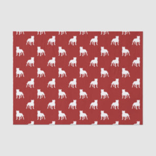 Staffordshire Bull Terrier Silhouettes Pattern Red Tissuepapier