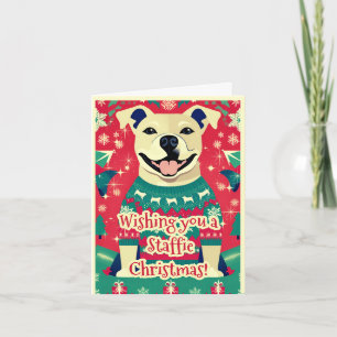 Staffordshire Bull Terrier Staffie Feestelijk Grap Feestdagen Kaart