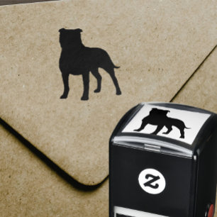 Staffordshire Bull Terrier Staffy Dog Silhouette Zelfinktende Stempel