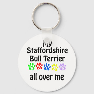 Staffordshire Bull Terrier Wandelingen Ontwerp Sleutelhanger