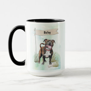 Staffordshire Bull Terrier Watercolor Gepersonalis Mok