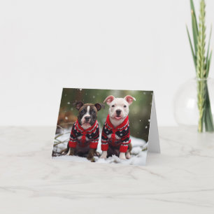 Staffordshire Bull Terriers Kerst Kaart