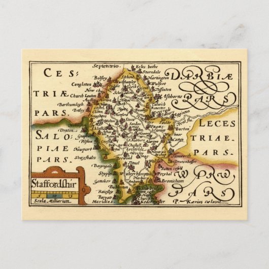 Staffordshire Comté Angleterre Ancienne carte Anti (Devant)