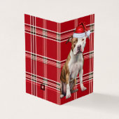 Staffordshire Dog Holiday Red Plaid Kerstmis Kaart (Buitenkant)