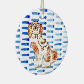Staffordshire dog on blue Ceramic Ornament (Rechts)