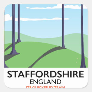 Staffordshire Engeland treinaffiche Vierkante Sticker