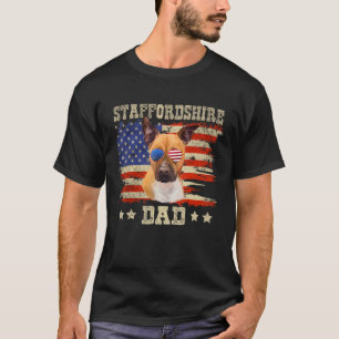 Staffordshire Papa Merica Amerikaanse vlag Hond Ma T-shirt