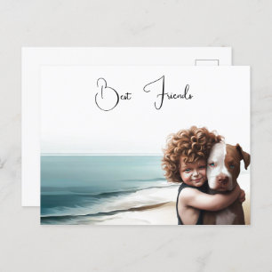 Staffordshire Pitbull & Boy Keepsake Briefkaart Ar