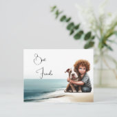 Staffordshire Pitbull & Boy Keepsake Briefkaart Ar (Staand voorkant)