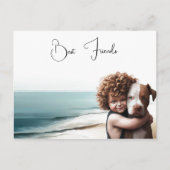 Staffordshire Pitbull & Boy Keepsaké carte postale (Devant)