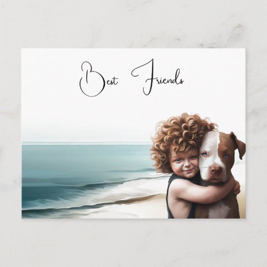 Staffordshire Pitbull & Boy Keepsaké carte postale (Devant)