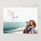 Staffordshire Pitbull & Girl Keepsaké carte postal (Devant)