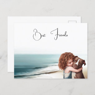 Staffordshire Pitbull & Meisje Keepsake Briefkaart