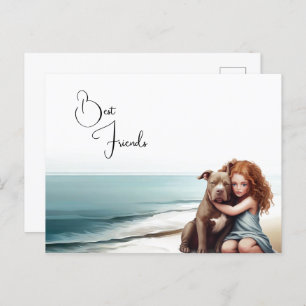 Staffordshire Pitbull & Meisje Keepsake Briefkaart