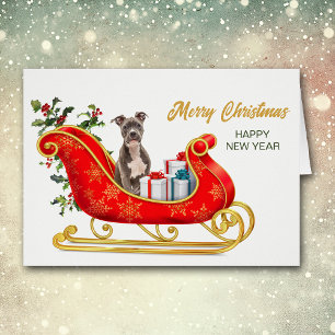 Staffordshire Terrier Chien de Noël Carte à bascul