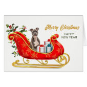 Staffordshire Terrier Chien de Noël Carte à bascul (Devant horizontal)