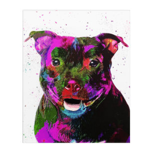 Staffordshire Terrier Colorful Pop Art Acryl Muurkunst