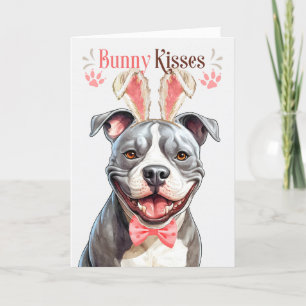 Staffordshire Terrier Dog in Bunny Ears voor Pasen Feestdagen Kaart