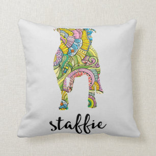Staffordshire Terrier Floral Pattern Silhouette Kussen