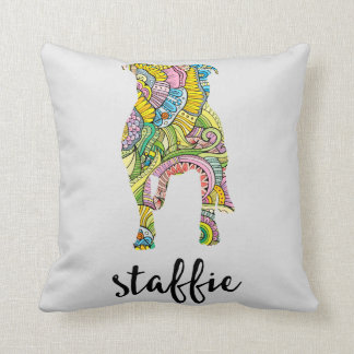 Staffordshire Terrier Floral Pattern Silhouette Kussen