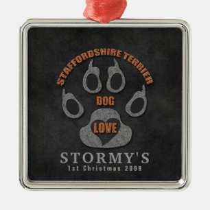 Staffordshire Terrier Hondenras Kerstmis Metalen Ornament