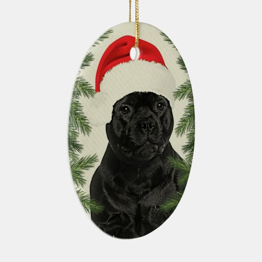 Staffordshire Terrier Style Kerstmis Keramisch Ornament (Rechts)