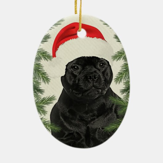 Staffordshire Terrier Style Kerstmis Keramisch Ornament (Achterkant)