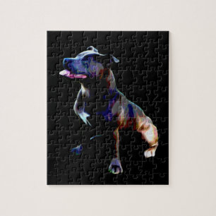 Staffy Bull Terrier olieverf, puzzel