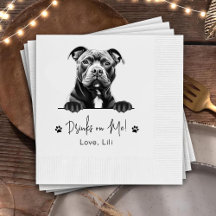 Staffy Dog gepersonaliseerde tekening Drinken op m