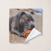 Staffy Est Des Amis Avec Un Crabe De Plage, (Gant de toilette)